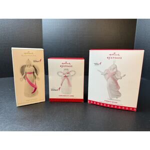 Hallmark Ornaments - Angels - Komen Breast Cancer Cure Pink Ribbon - Lof of 3